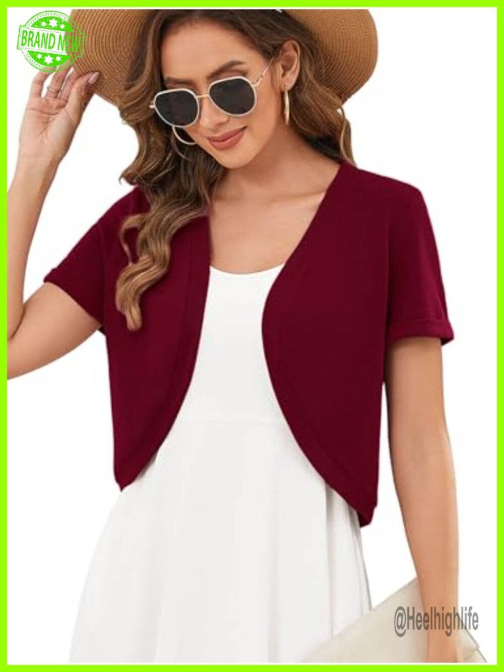Women's Short Sleeve Open Front Shrug Cardi Lightweight Knit